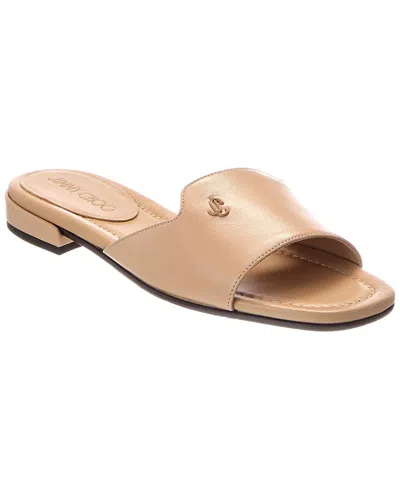 Jimmy Choo Dina Leather Flat Sandal In Animal Print