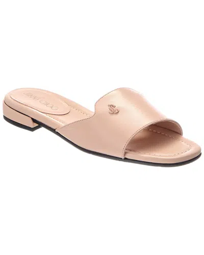 Jimmy Choo Dina Leather Flat Sandal In Burgundy
