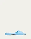 Jimmy Choo Dina Leather Flat Slide Style In Blue