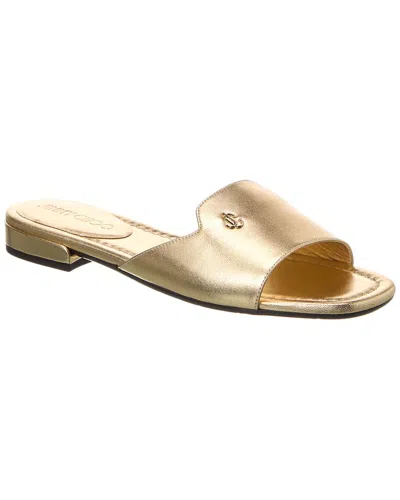 Jimmy Choo Dina Leather Sandal In Gold