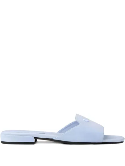 Jimmy Choo Dina Logo-embellished Suede Flat Sandals In Blue