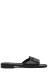 Jimmy Choo Flat Leather Sandals With Square Open Toe In Black