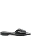 Jimmy Choo Flat Leather Sandals With Square Open Toe In Black