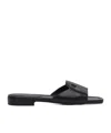 Jimmy Choo Flat Leather Sandals With Square Open Toe In Black