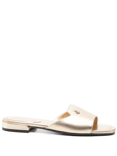 Jimmy Choo Dina Slides In Gold