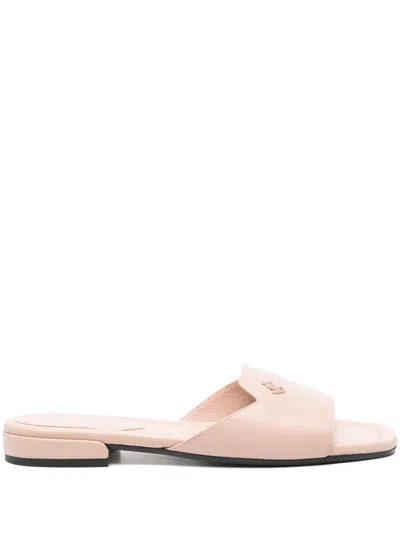 Jimmy Choo Women Dina Flat Leather Sandals In Powder