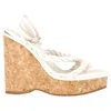 Jimmy Choo Diosa Wedge Rope Strap Sandals In White Leather In White