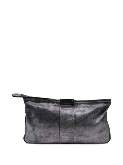 Pre-owned Jimmy Choo Distressed Zipped Clutch Bag In Grey