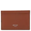 Jimmy Choo Dom Textured Leather Card Holder In Brown