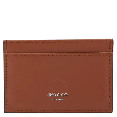 Jimmy Choo Dom Textured Leather Card Holder In Brown
