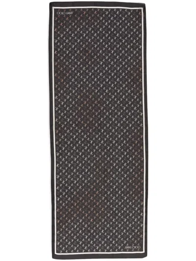 Jimmy Choo Doris Monogram-jacquard Scarf In Black