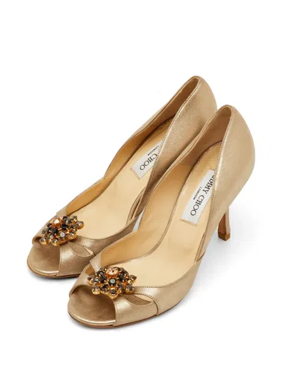 Pre-owned Jimmy Choo D'orsay Crystal-embellished Pumps In Gold