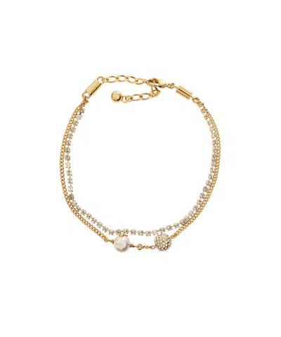 Jimmy Choo Double Chain Anklet In Gold
