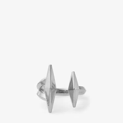 Jimmy Choo Double Diamond Ring In Antique Silver