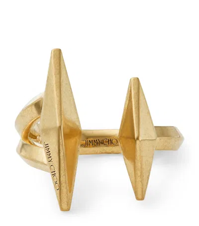 Jimmy Choo Double Diamond Ring In Gold