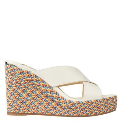 Jimmy Choo Dovina 100 Leather Wedge Sandals In Multi