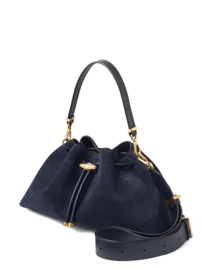 Jimmy Choo Cinch Medium Leather-trimmed Suede Shoulder Bag In Blue