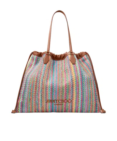 Jimmy Choo Drawstring Chevron-knit Large Tote Bag In Multi