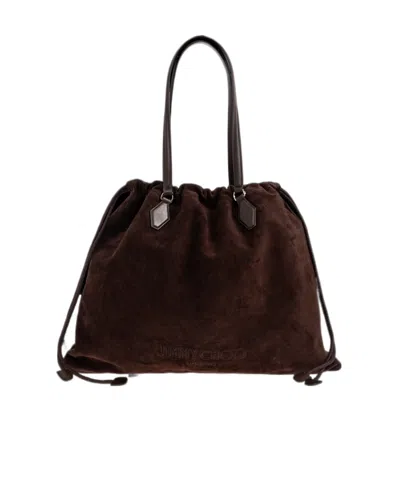Jimmy Choo Drawstring Large Tote Bag In Brown