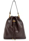 Jimmy Choo Drawstring Leather Shoulder Bag In Brown