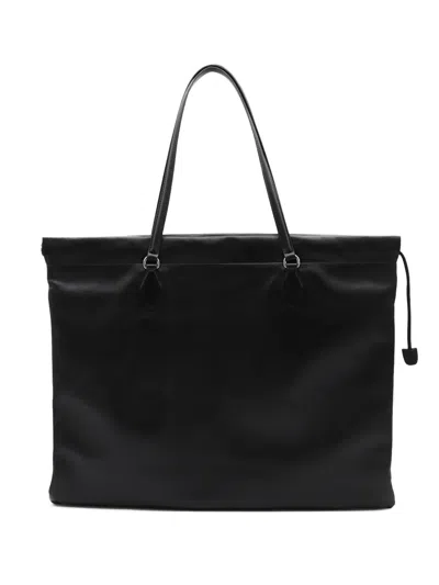 Jimmy Choo Drawstring Leather Tote Bag In Black