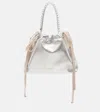 Jimmy Choo Drawstring Mini Embellished Leather Shoulder Bag In Silver