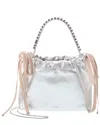 Jimmy Choo Drawstring Mini Leather Tote In Silver