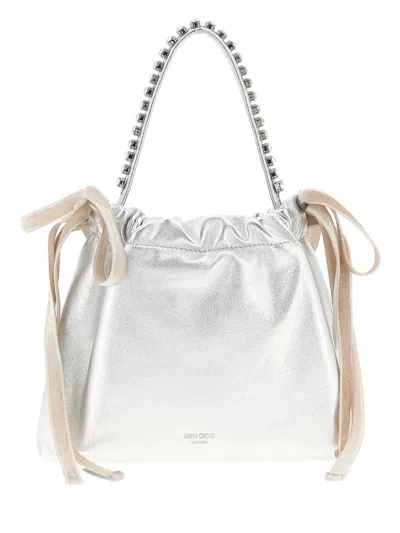 Jimmy Choo Drawstring Mini Tote Bag In Silver
