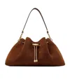 Jimmy Choo Womens Tan/gold Cinch Suede Shoulder Bag