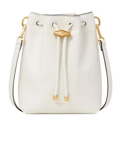 Jimmy Choo Drawstring Shoulder Bag In White
