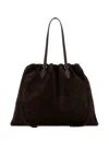 Jimmy Choo Large Suede Drawstring Tote Bag In Brown