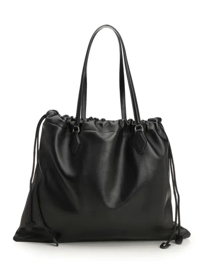 Jimmy Choo Drawstring Tote/l Soft Nappa W/embossed  Shoulder Bags Black