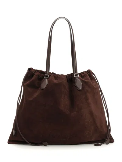 Jimmy Choo Drawstring Tote/l Soft Nappa W/embossed  Shoulder Bags Brown