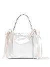Jimmy Choo Drawstring Mini Embellished Leather Shoulder Bag In White