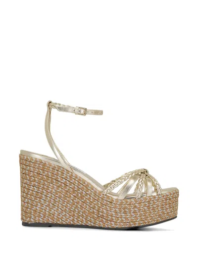 Jimmy Choo Dree Braided Platform Espadrilles In Gold