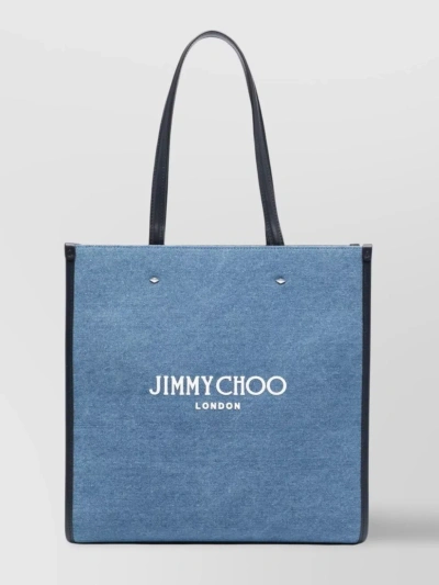Jimmy Choo Dual Tone Leather Tote In Black