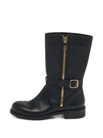 Pre-owned Jimmy Choo Durum Zip-up Boots In Black