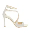 Jimmy Choo Azia 95 Glittered Satin Sandals In White