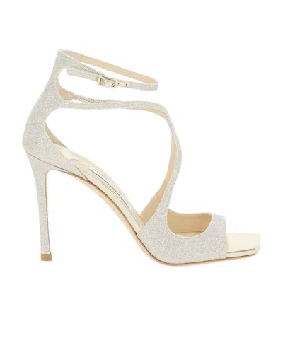JIMMY CHOO AZIA 95MM GLITTER SANDALS