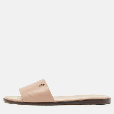 Jimmy Choo Dusty Pink Leather Minea Flat Slide Sandals