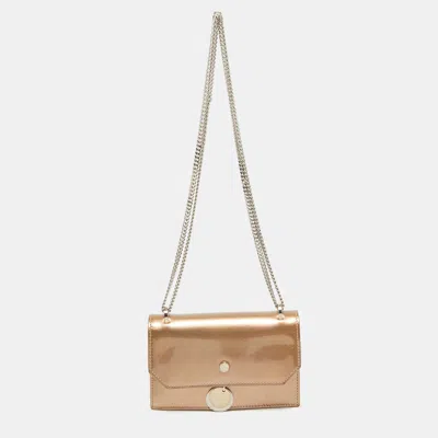 Pre-owned Jimmy Choo Dusty Pink Patent Leather And Suede Finley Shoulder Bag