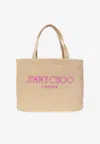 Jimmy Choo East-west Metallic Raffia Beach Tote Bag
