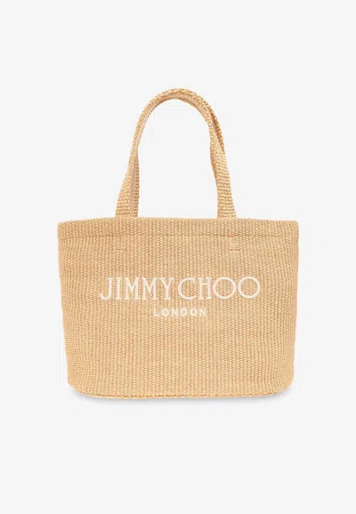 Jimmy Choo East-west Logo Beach Bag In Sand