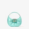 Jimmy Choo Mini Satin Edie Shoulder Bag In Aqua Green/light Gold