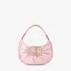 Jimmy Choo Edie Mini Embellished Ruched Satin Shoulder Bag In Rose/light Gold
