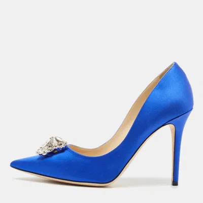 Pre-owned Jimmy Choo Electric Blue Satin Manda Pumps Size 40