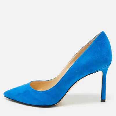 Pre-owned Jimmy Choo Electric Blue Suede Romy Pumps Size 36
