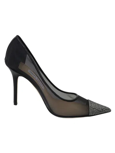Jimmy Choo Elegant Black Mesh Crystal Pumps