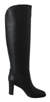 Jimmy Choo Elegant Black Calf Leather Heeled Boots In Black
