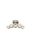 Jimmy Choo Elegant Hair Clip White Pearls In Gold